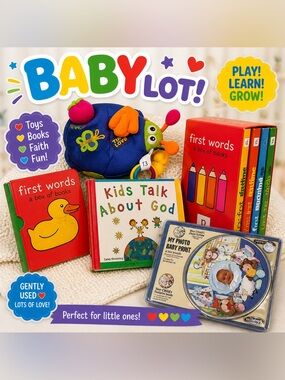 Baby Lot! Colorful Plush and Board Book Set - Blue/Red/Green